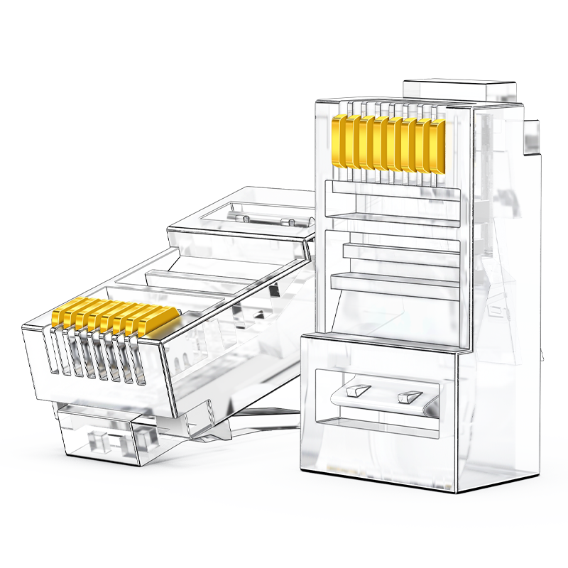 RCA-1100 超五類(lèi)鍍金水晶頭 15U純銅100個(gè)/盒 RJ45三叉式非屏蔽網(wǎng)絡(luò)線(xiàn)纜8P8C電腦網(wǎng)線(xiàn)連接頭