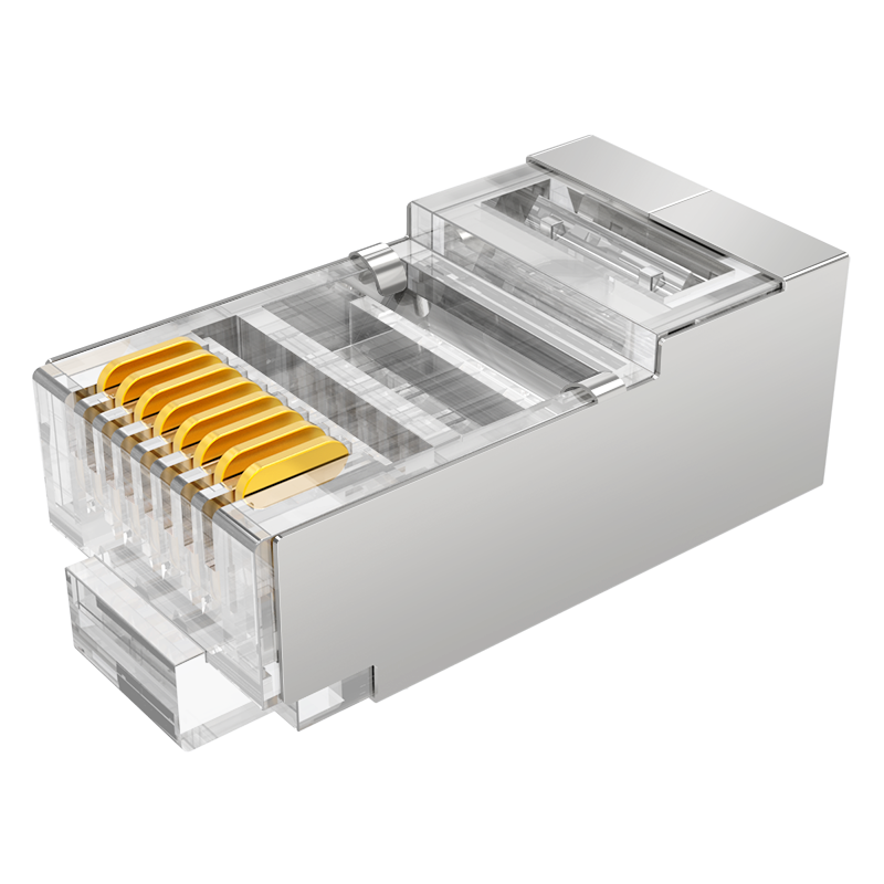 RC-9050 六類(lèi)水晶頭 CAT6千兆網(wǎng)線(xiàn)網(wǎng)絡(luò)連接頭50個(gè)/盒 金屬屏蔽RJ45鍍金 8P8C寬帶線(xiàn)接頭